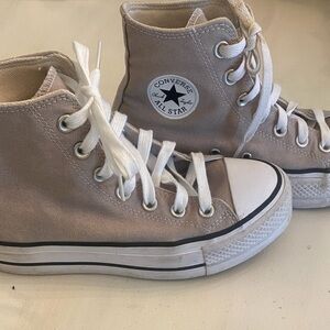 Converse Beige High-Tops with White Accents